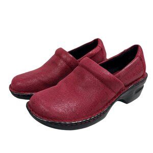 BOC Red Leather Clogs Size 9.5 Comfort Slip On Shoes Womens Casual Shoes Boho